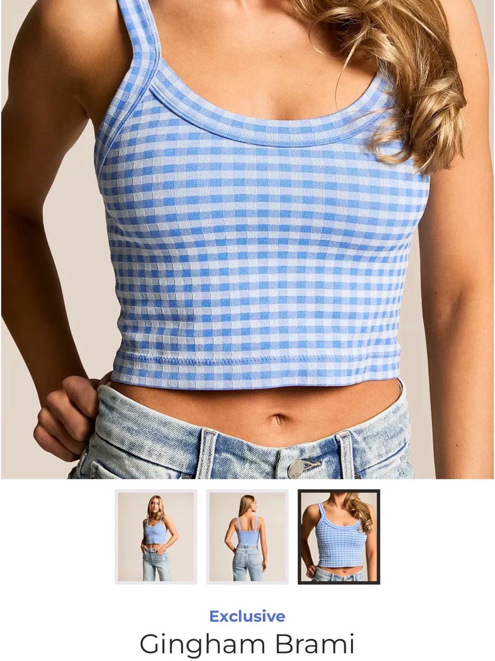Buckle Light Blue Gingham Cropped Brami